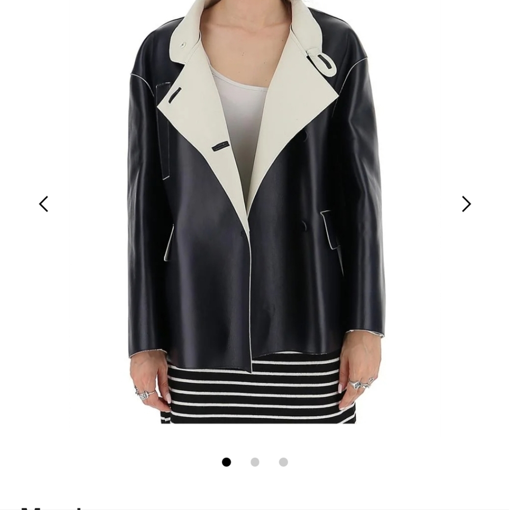 Marni Double Breasted Black Lamb Leather Jacket Size 40